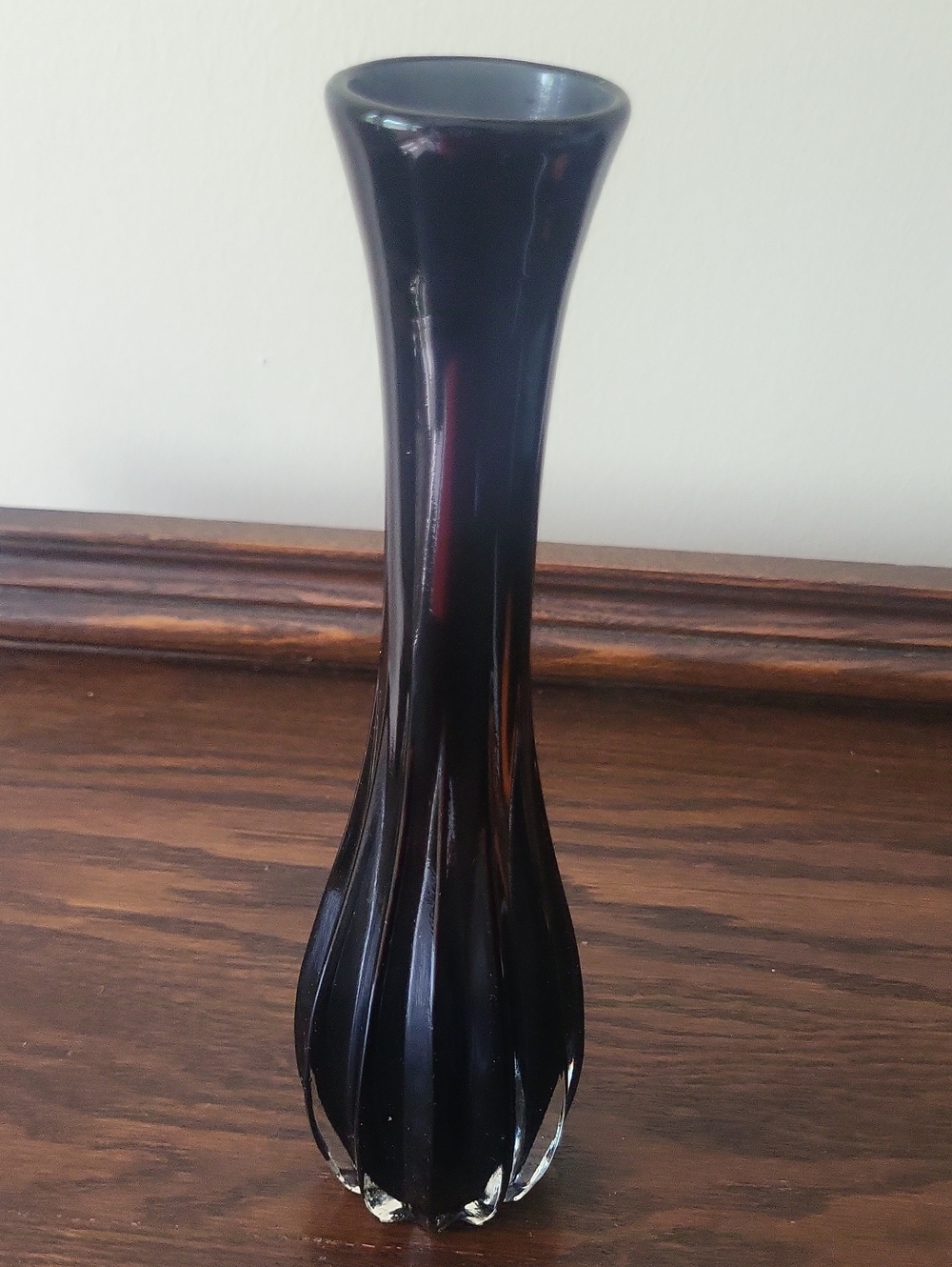 Mid-Century Dark Cobalt Blue Glass Bud Vase